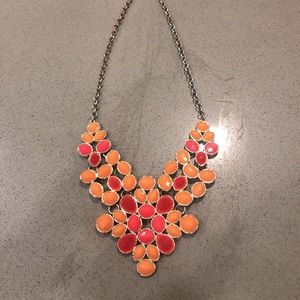 Pink and orange statement necklace